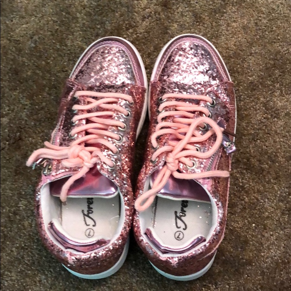 Pink glitter sneakers worn once